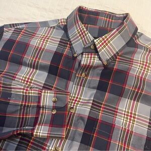 Jos. A. Bank Plaid Button-Down Shirt - Navy and Burgundy